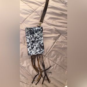 Hair on hide wristlet. Genuine leather